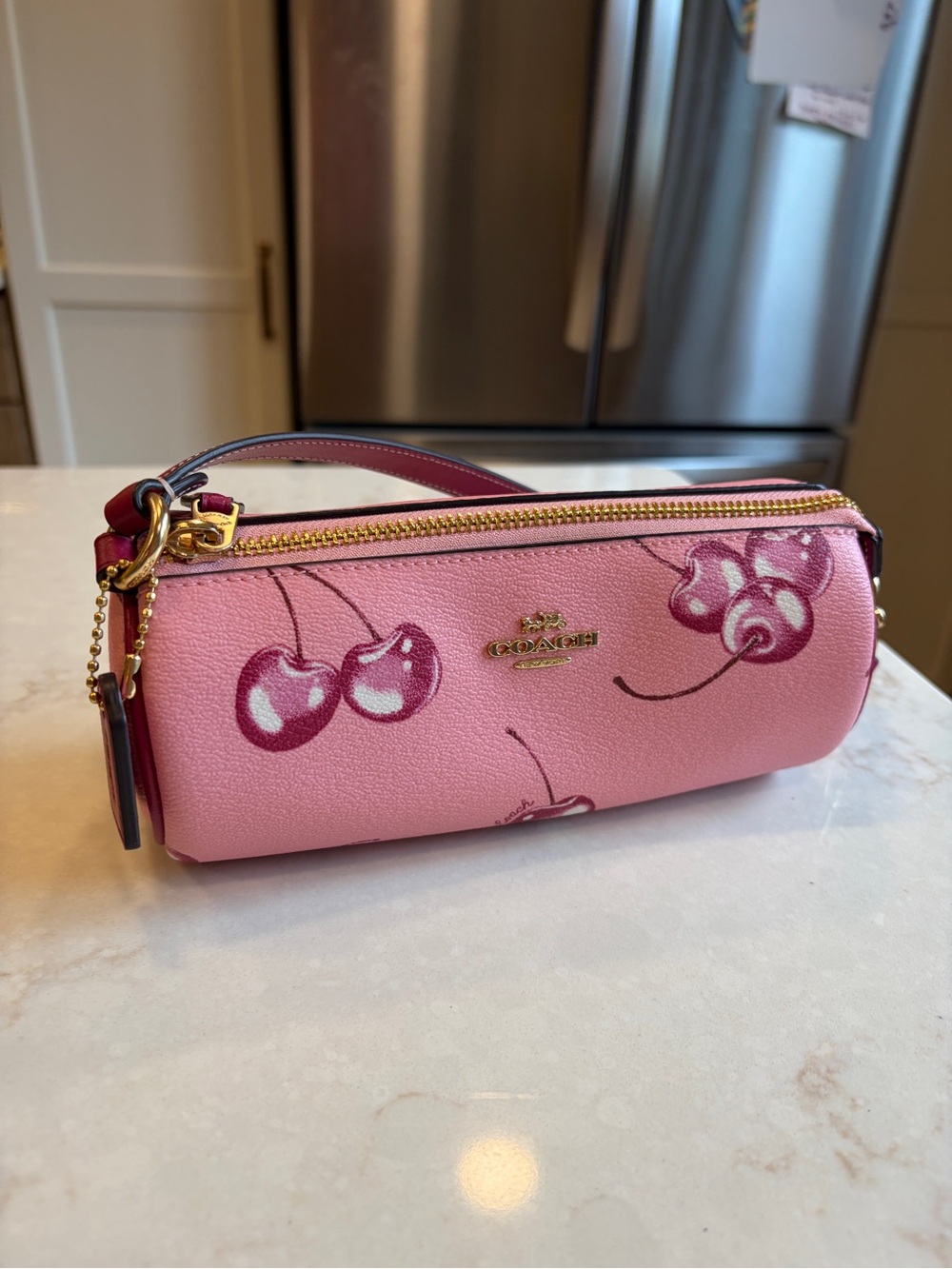 Coach Nolita Barrel Bag Cherry Print Pink CR371 Rare Mini Shoulder Purse